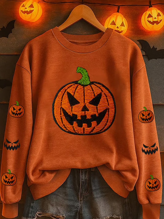 Women's Halloween Pumpkin Printed Hooded Sweatshirt artswardrobe