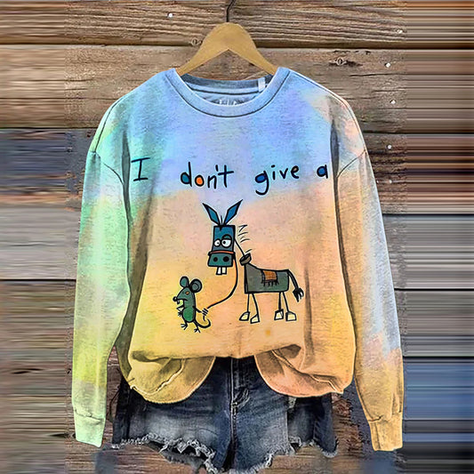 Comstylish I Don T Give A Funny Donkey Letter Print Casual Sweatshirt