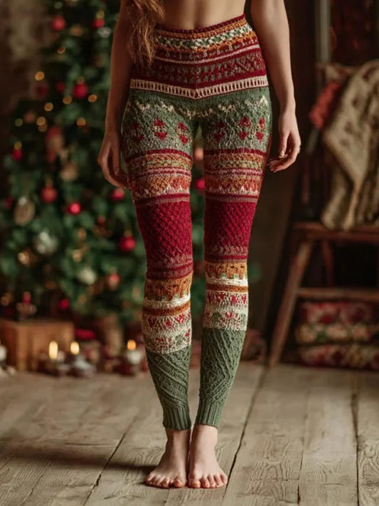 Comstylish Women's Christmas Art Cozy Knit Leggings