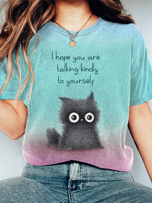 Women's Funny Cat Print Classic T-Shirt elevenforest