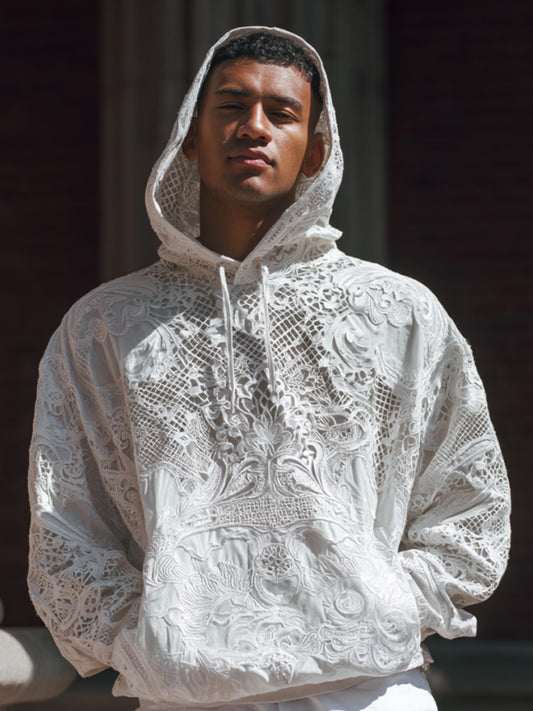 Men's Casual Retro Bohemian Embroidered Print Hoodie artswardrobe