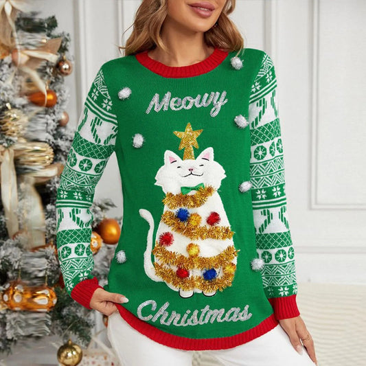 Cristina® | Elia Christmas sweater with a cat motif