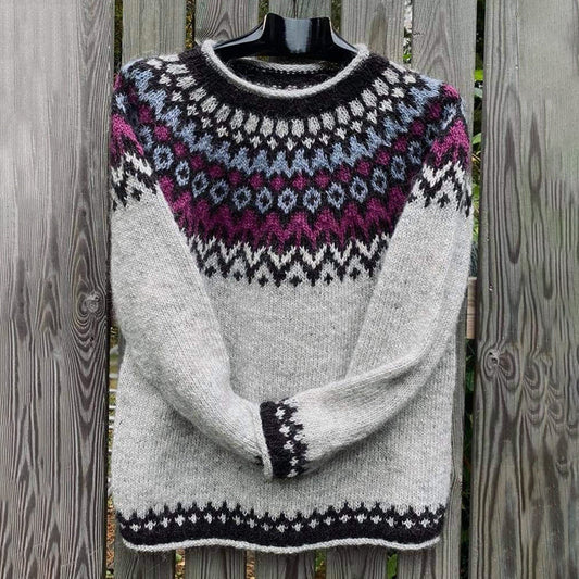 Vintage Icelandic Knitted Jacquard Sweater (Unisex) elevenforest