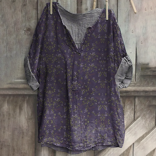 Comstylish Watercolor Floral Blossom Art Linen Blend Cozy Tunic