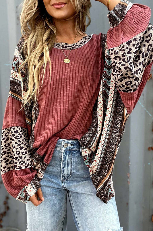 Hilda® | Striped sweater with leopard contrast