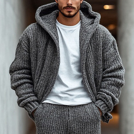 Men'S Vintage Jacquard Chunky Knit Cardigan Sweater elevenforest