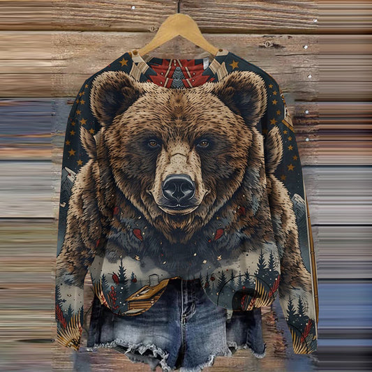 Comstylish Vintage Forest Grizzly 399 Printed Casual Sweatshirt
