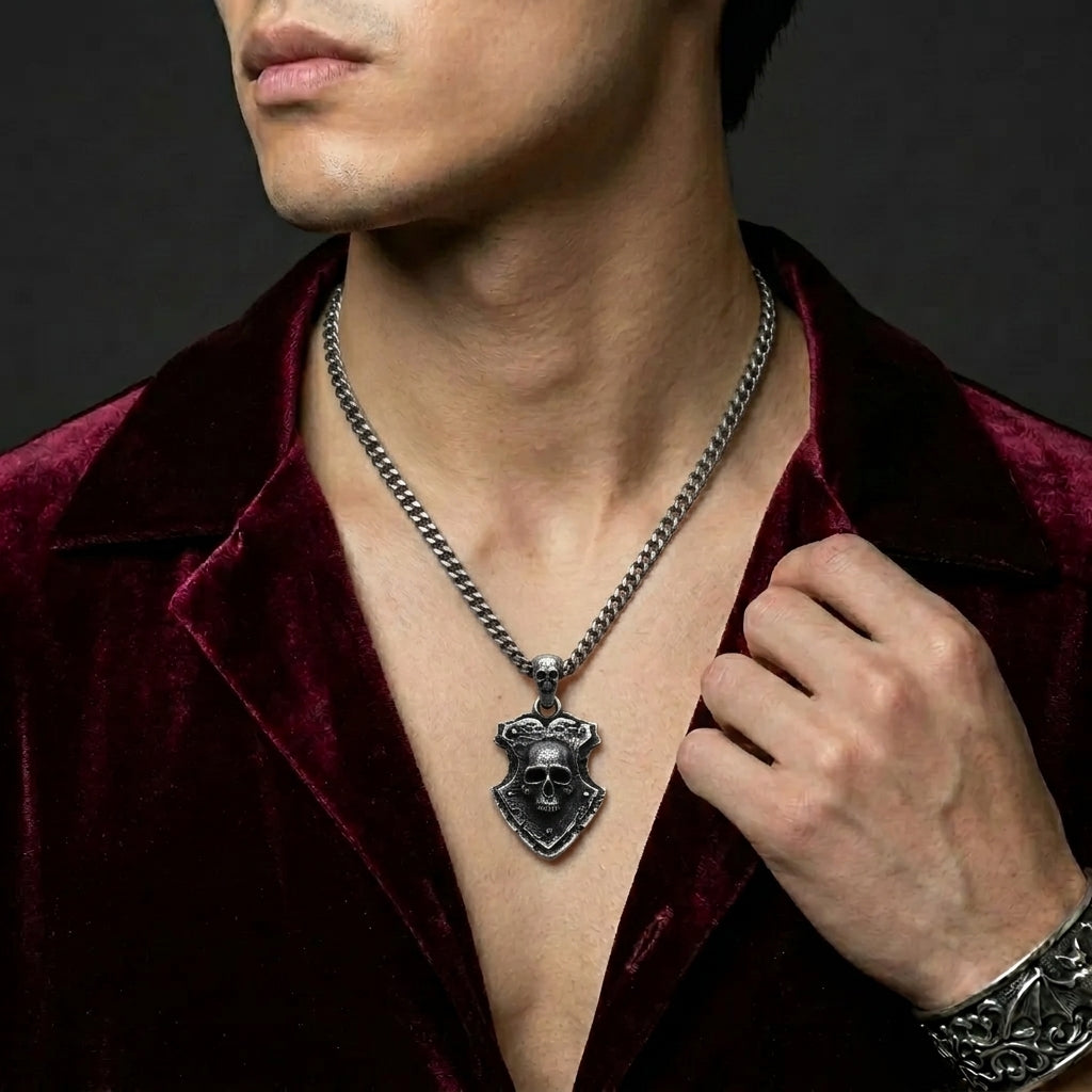 Skull Shield Pendant Necklace