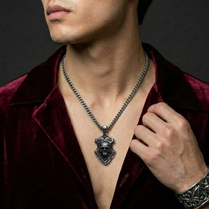 Skull Shield Pendant Necklace