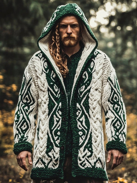 Irish Totem Lace Pattern Men's Hooded Jacket elevenforest
