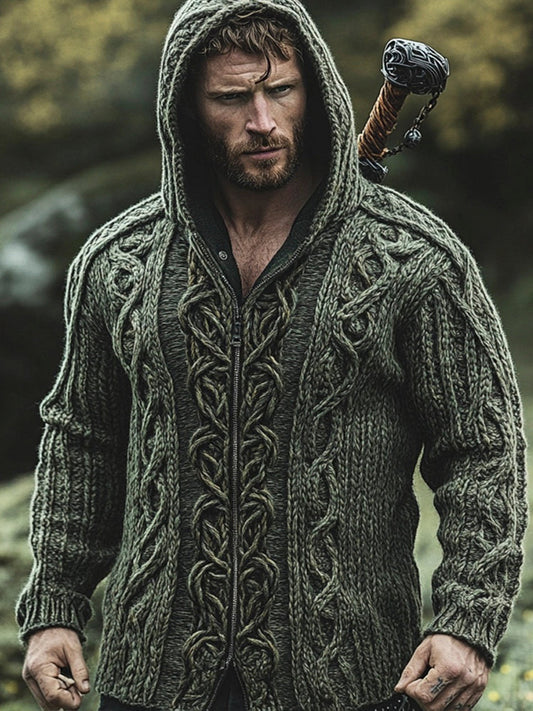 Vintage Celtic Myth Men's Hooded Zipper Sweater elevenforest
