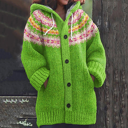 Vintage Icelandic Floral Knitted Graphic Warm Cardigan Sweater artswardrobe