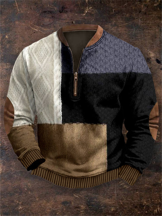 Men's Vintage Knitted Patchwork Cozy Sweatshirt elevenforest