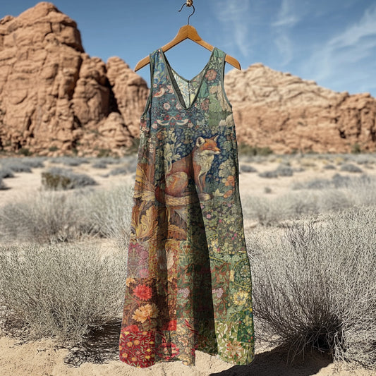 Women's Vintage Fox Patchwork Art Tank Dress artswardrobe