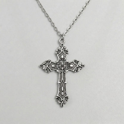 Antique Baroque Cross Statement Necklace