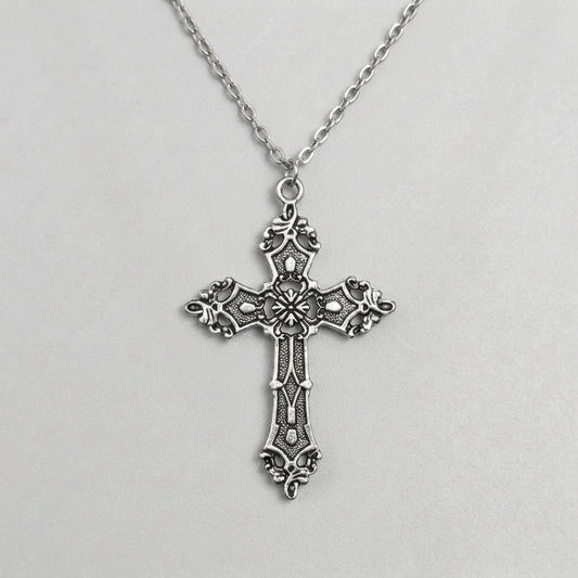 Antique Baroque Cross Statement Necklace