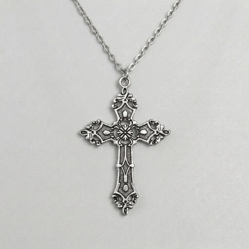 Antique Baroque Cross Statement Necklace