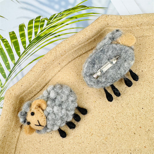 Comstylish Lovely Farm Fuzzy Sheep Handmade Felt Brooch