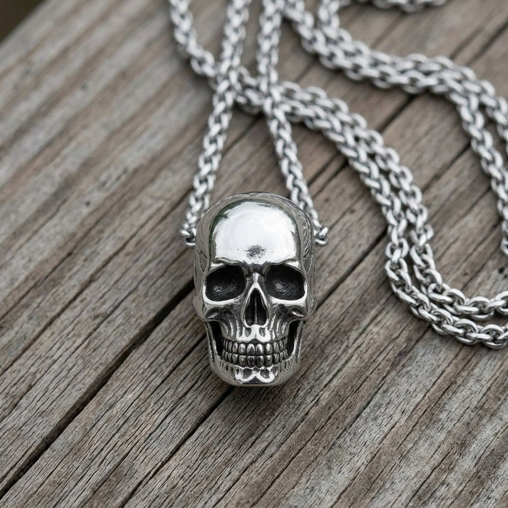 3D Realistic Skull Slider Pendant Necklace