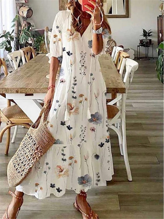 LM | Floral maxi dress with bow