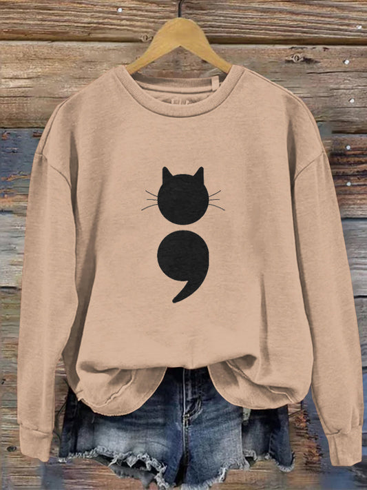 Women's Black Cat Abstract Art Painting Sweatshirt elevenforest