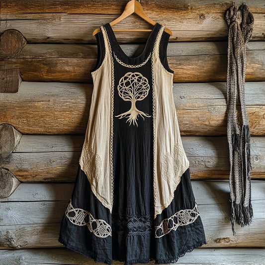 Vintage Life Of Tree Patchwork Art Comfy Tank Dress artswardrobe