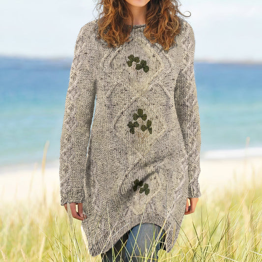 Women's Irish Clover Jacquard Sweater Dress artswardrobe
