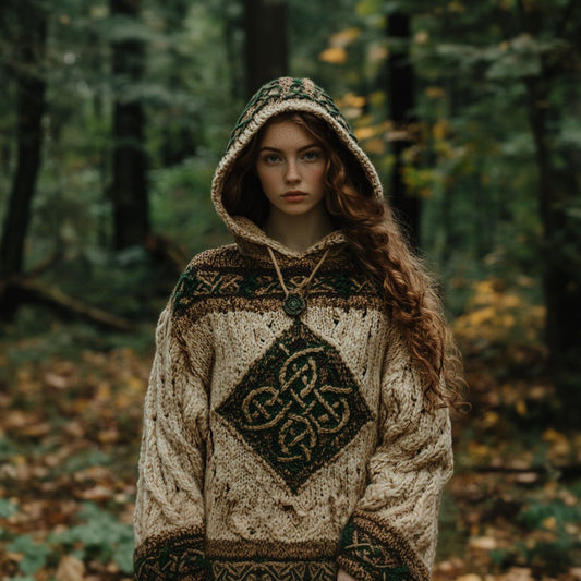 Vintage Celtic Knot Mystical Cozy Hooded Sweater elevenforest