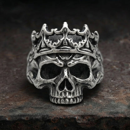 Gothic Crown Skull Statement Ring