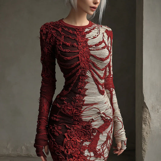 Women's Halloween Skull Rose Art Knitted Wool Skirt artswardrobe