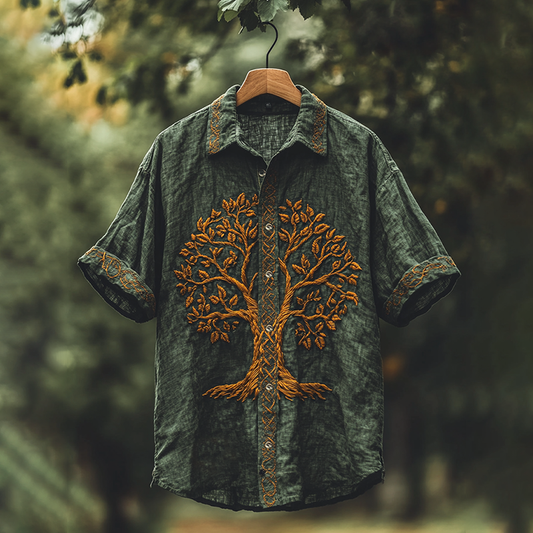 Men's Viking Mythology Tree Of Life Lapel Shirt artswardrobe
