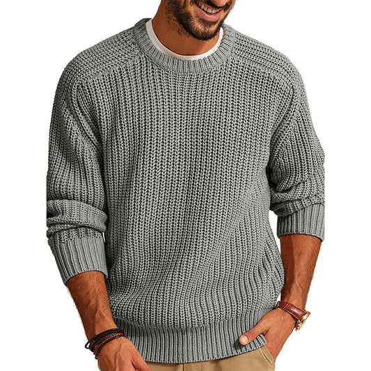 Men's Solid Color Long-sleeved Crew Neck Casual Sweater elevenforest
