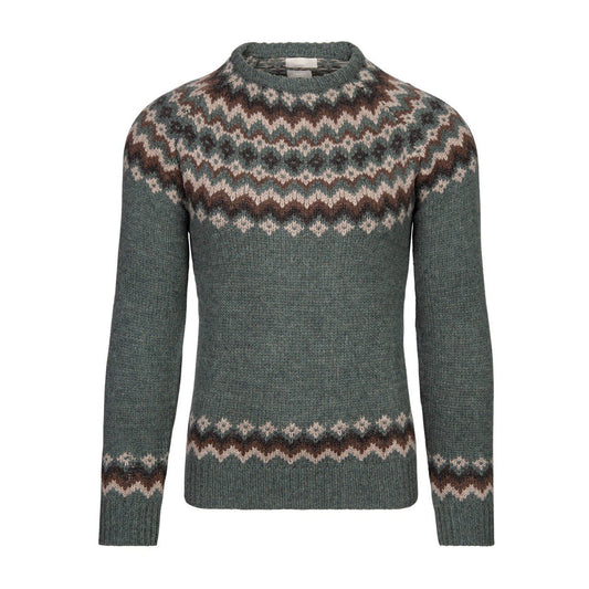 Vintage Lambswool Knit Jacquard Crew Neck Sweater（Unisex） elevenforest