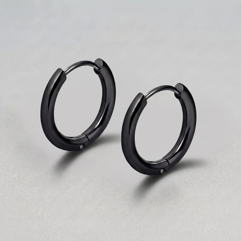 Black Goth Chunky Hoop Earrings