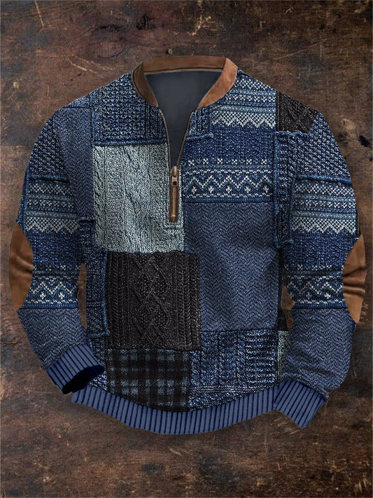 Men's Vintage Knitted Patchwork Comfy Sweatshirt elevenforest