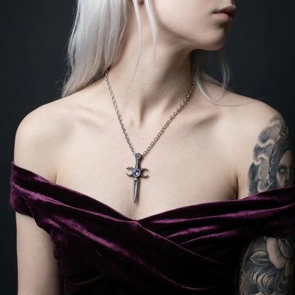 Triple Moon Athame Dagger Necklace