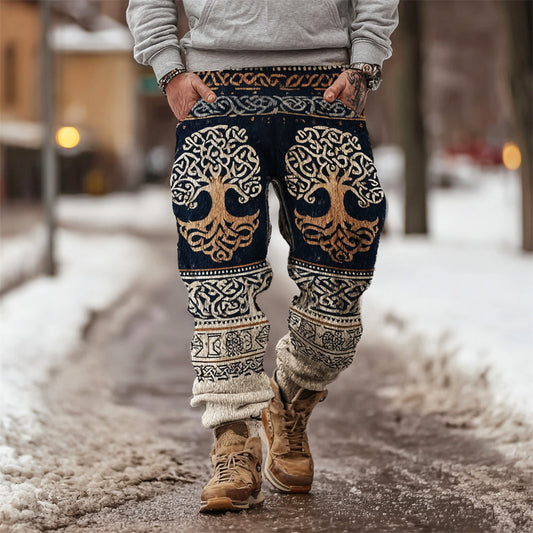 Viking World Tree & Celtic Knot Art Men's Knit Pants artswardrobe
