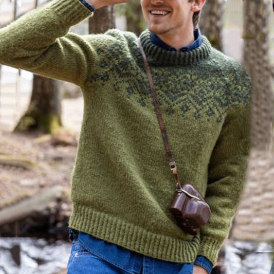 Vintage Knit Jacquard Icelandic Crew Neck Sweater（Unisex） elevenforest