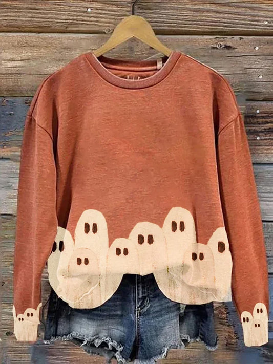 Comstylish Women's Halloween Ghost Print Sweatshirt