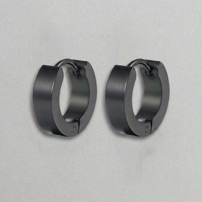 Matte Black Stainless Steel Wide Hoop Earrings
