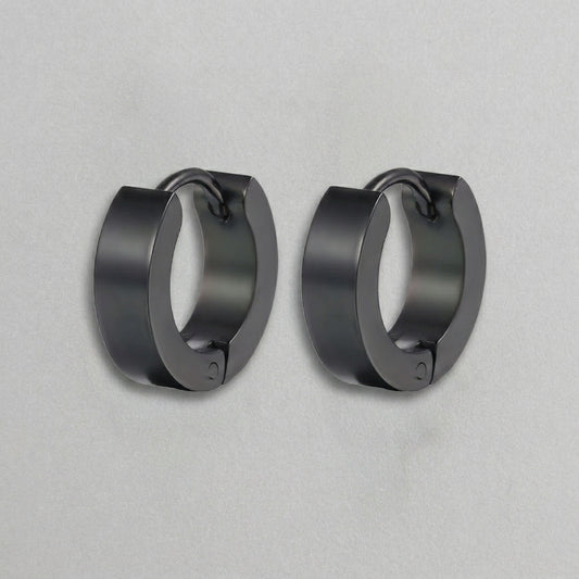 Matte Black Stainless Steel Wide Hoop Earrings