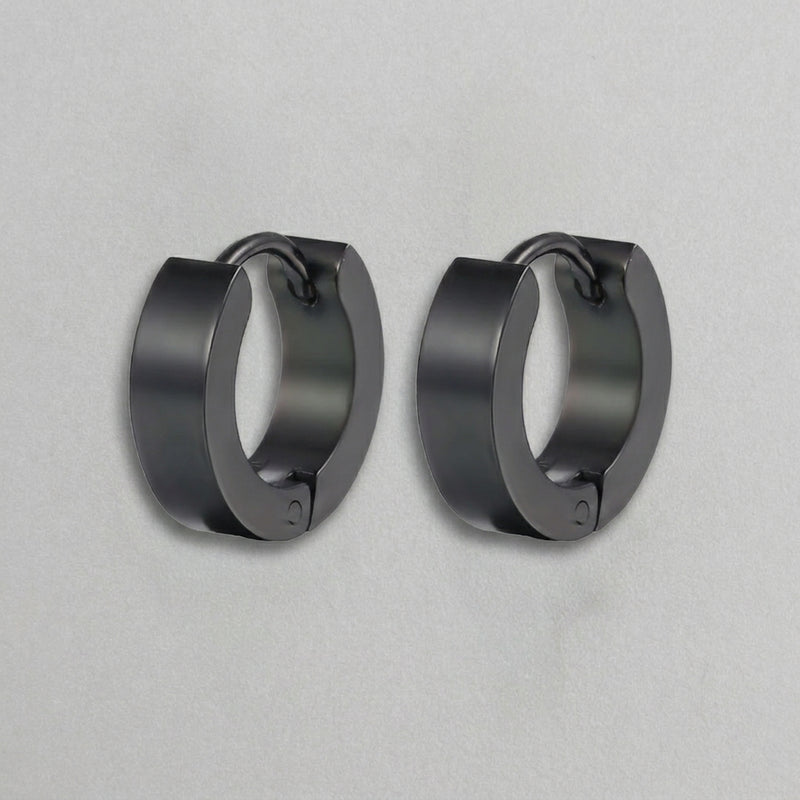 Matte Black Stainless Steel Wide Hoop Earrings