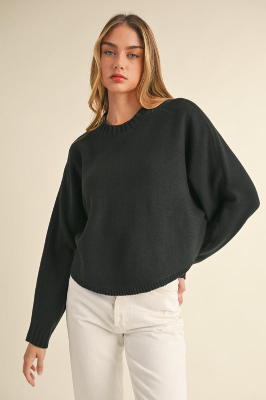 Irene® | Short crew neck sweater with dolman sleeves from Mable