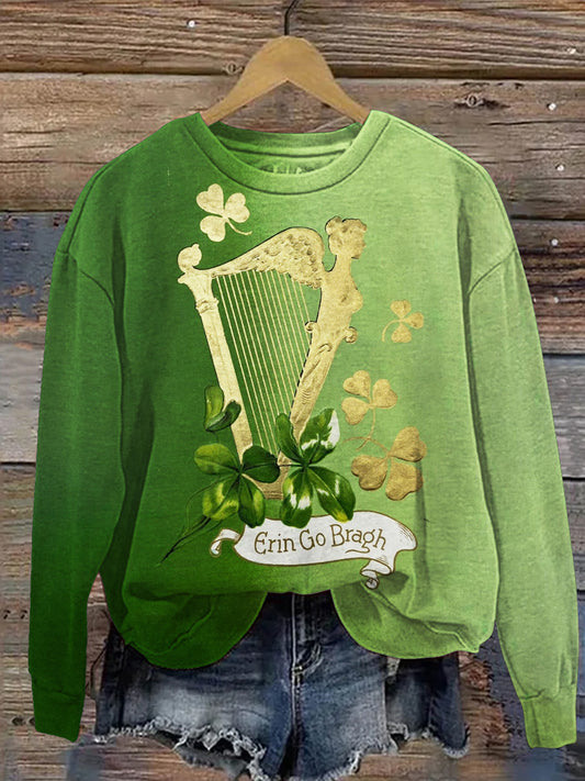 Comstylish Irish Gold Harp Gradient Print Women's Sweatshirt