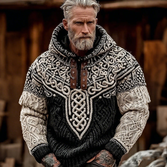 Men's Viking Geometry Celtic Pattern Art Cozy Hooded elevenforest