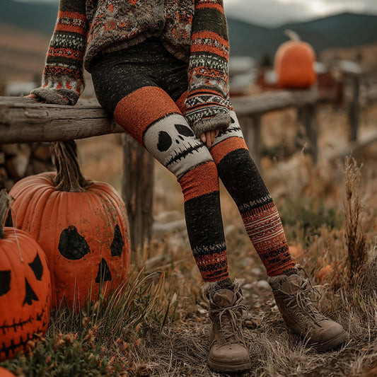 Halloween Pumpkin Colorblock Comfort Leggings elevenforest