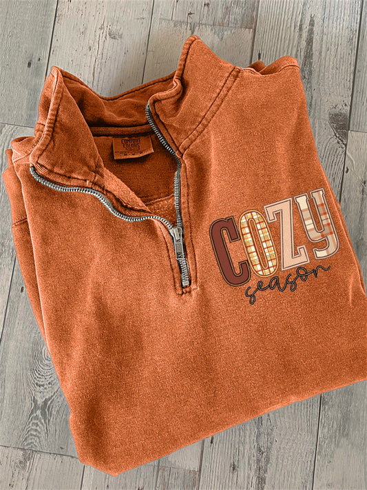 Cozy Season Fall Plaid Embroidered Zip Up Sweatshirt artswardrobe
