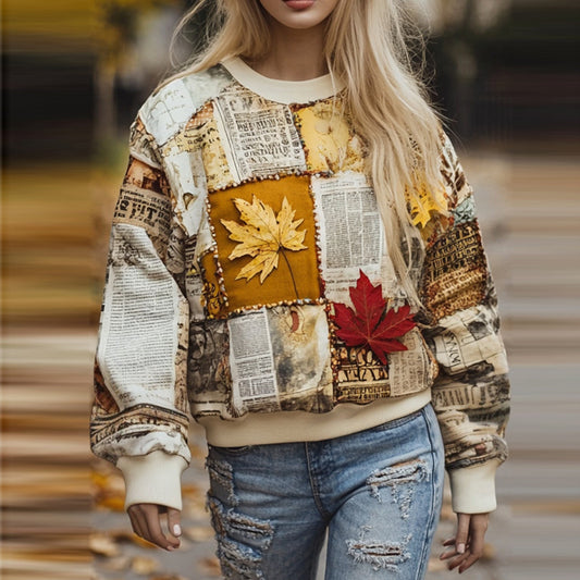 Comstylish Autumn Patchwork Contrast Sweatshirt