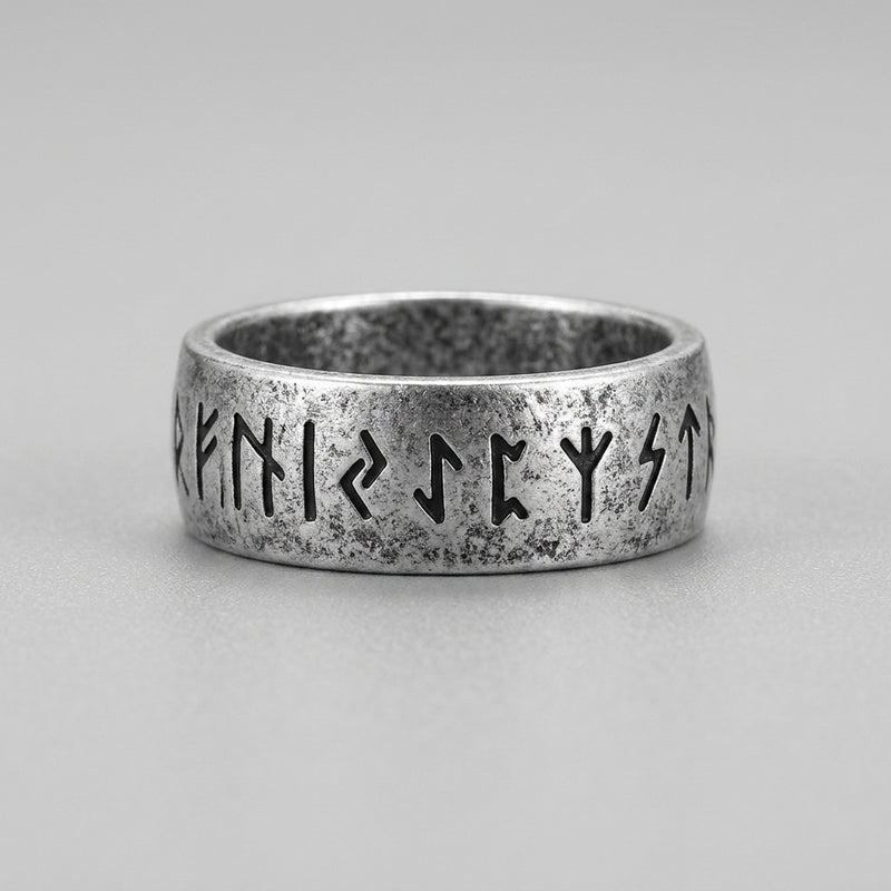 Ancient Rune Inscription Band Ring