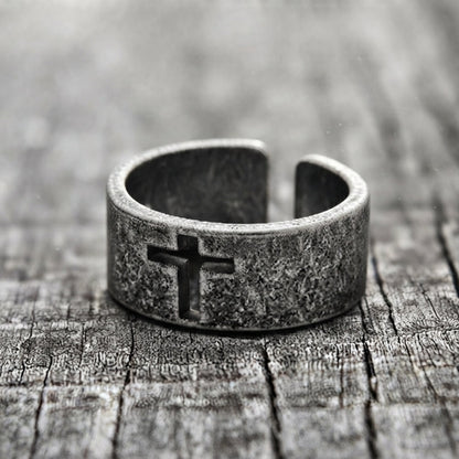 Shadow Cross Cutout Open Band Ring